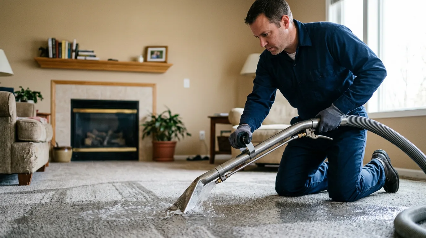Water damage restoration technician working near Hardwick, VT